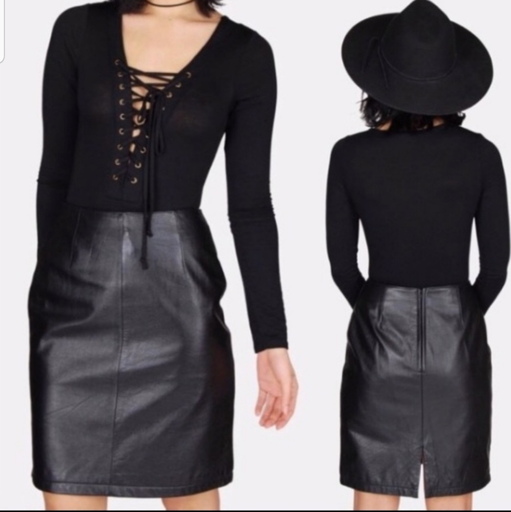 Wilsons Leather Black Pencil Skirt